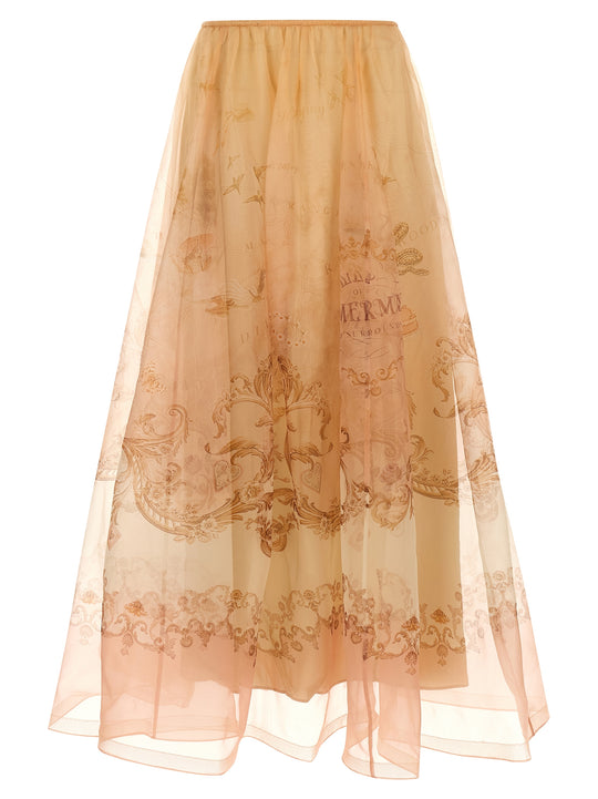 Hypnotic Organza Maxi Skirts Beige