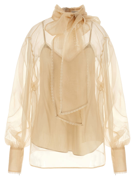 Memento Organza Shirt And Blouse Beige