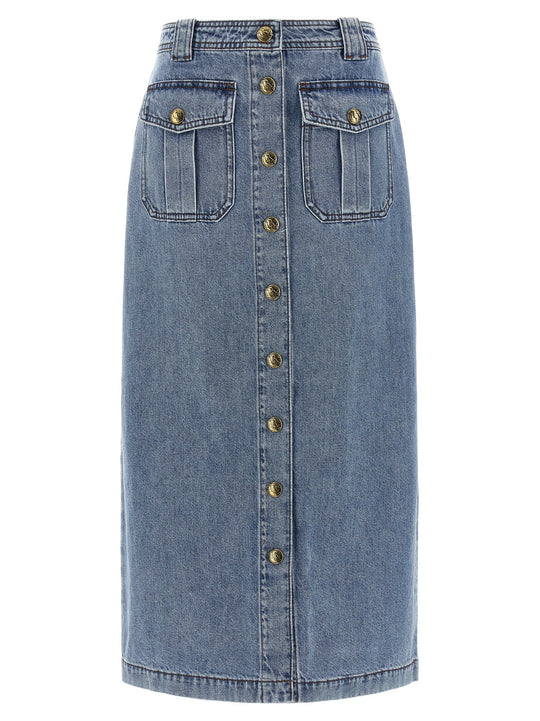 Denim Pencil Skirts Light Blue