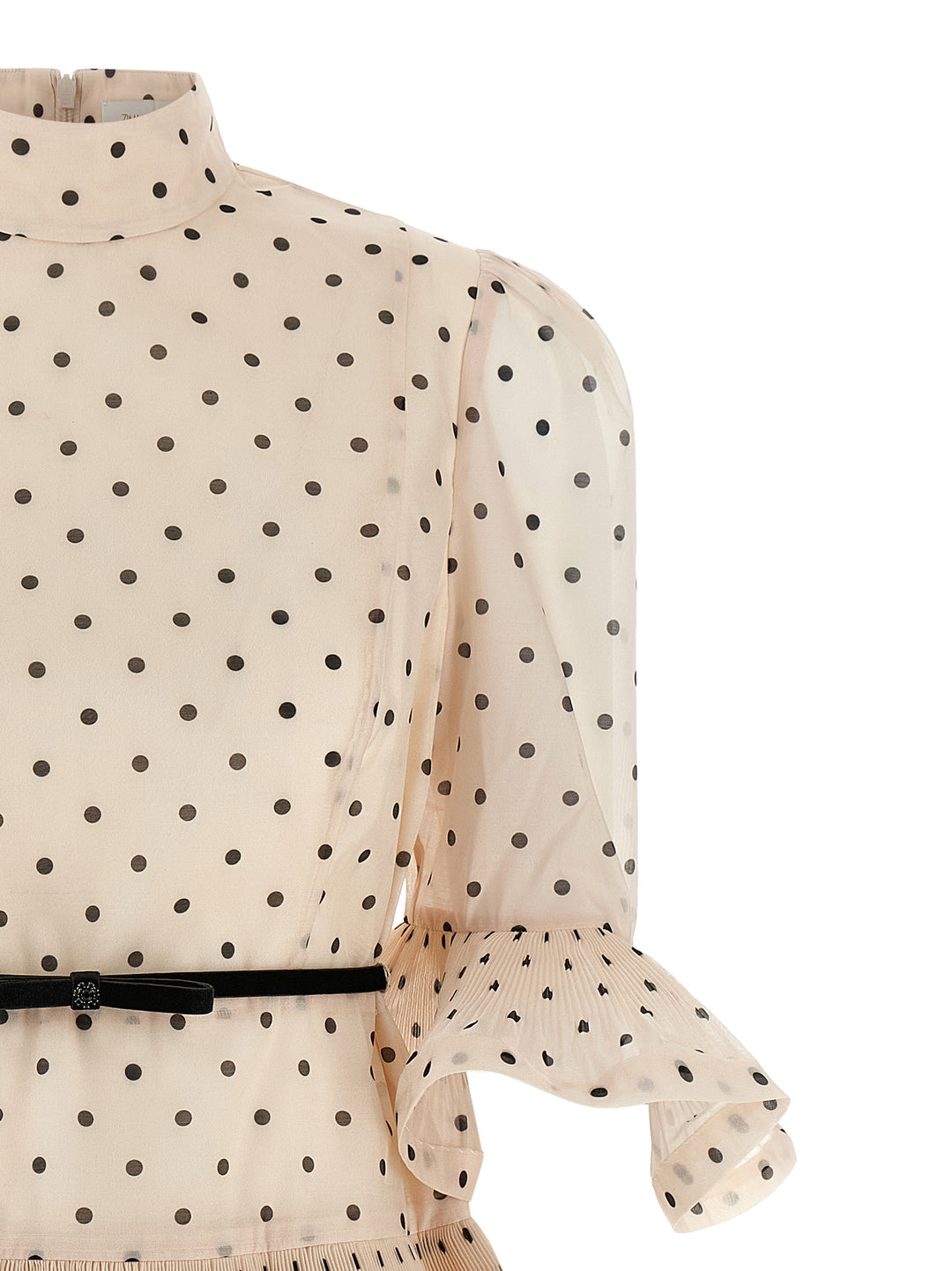 Zimmermann Pleated Sleeved Dresses - White/Black | e35d4d45e65a11573117fb89494b6cf6e94d78e5