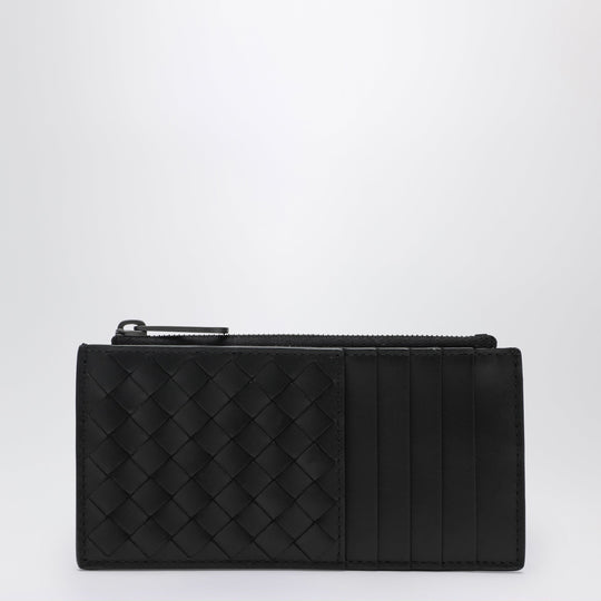 Card Holder With Black Intrecciato Zipper