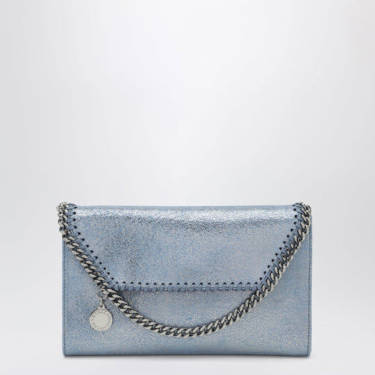 Falabella Chain Wallet In Metallic Denim