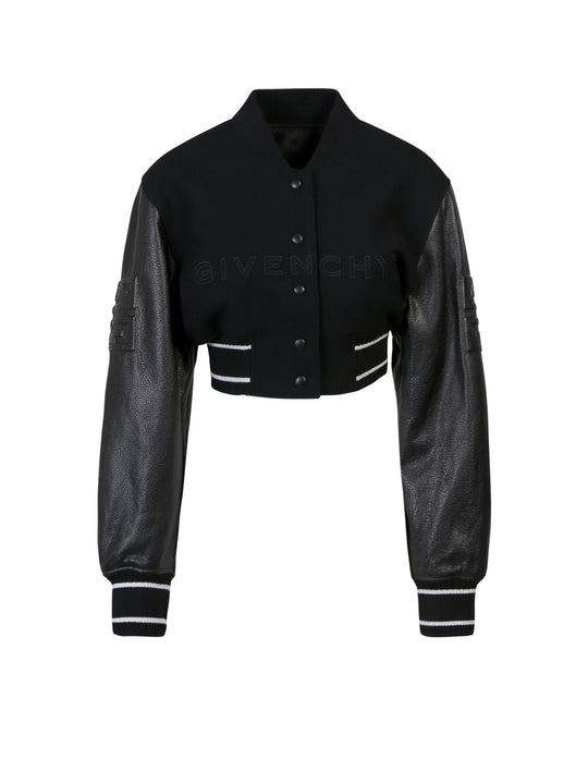 Varsity Wool Jacket With Leather Sleeves