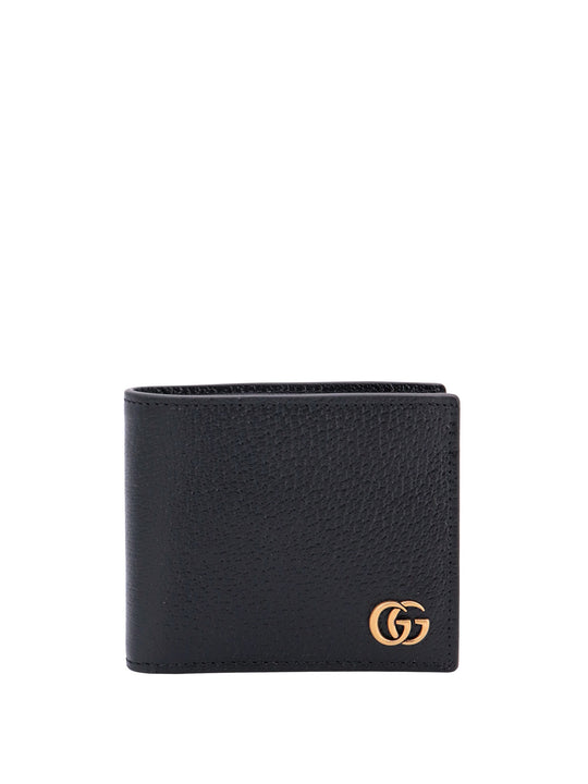 Leather Wallet With Metal Gg Logo