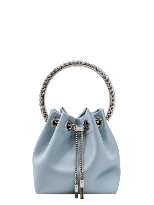 Satin Bucket Bag With Crystals Detail