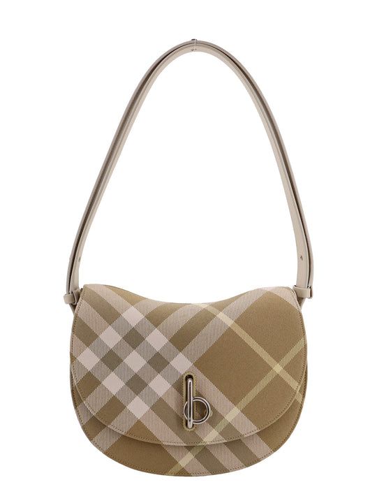 Coated Canvas Shoulder Bag With Check Motif