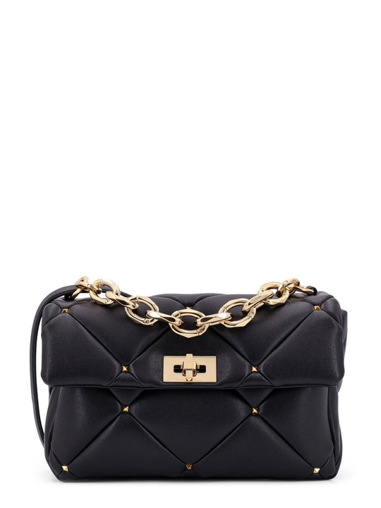 Roman Stud Matelassé Leather Shoulder Bag With Iconic Studs