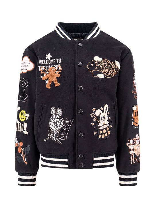 College Padded Jacket With Patches And Embroidery