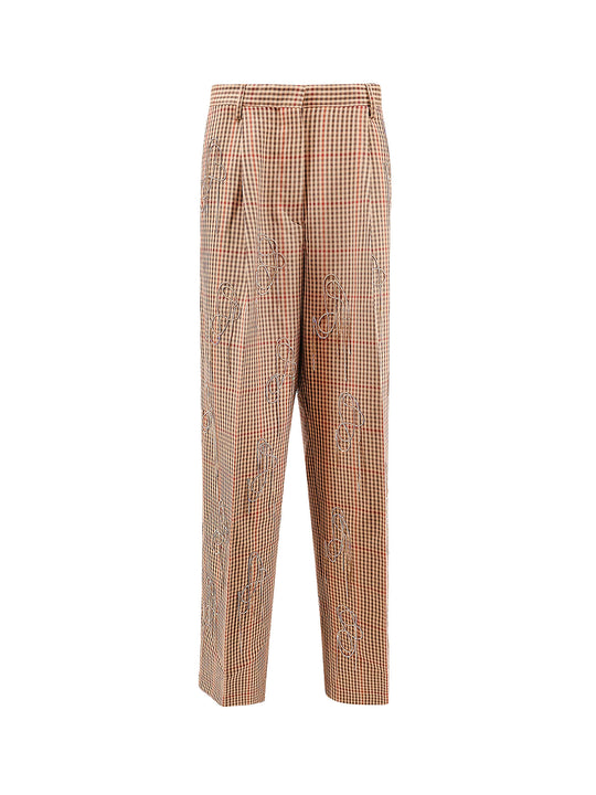 Wool Trouser With Check Motif