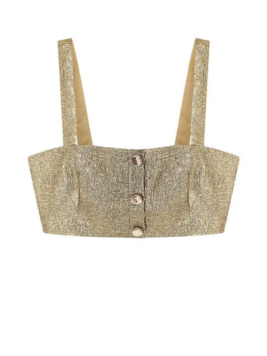 Gold Metallic Fabric Top