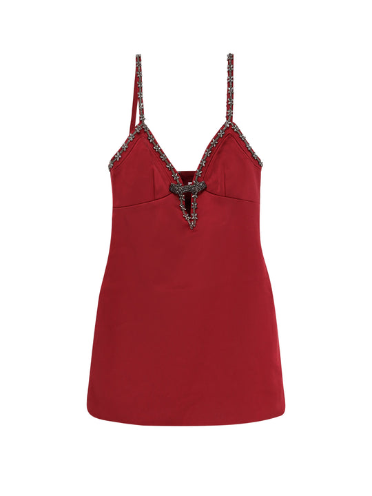 Satin Mini Dress With Jewel Details