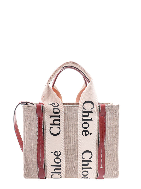 Woody Small Linen And Leather Handbag.This Bag Is Made With Lower Environmental Impact Material