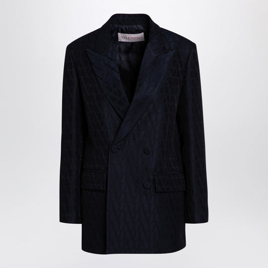Navy Blue Double-Breasted Jacket Toile Iconographe