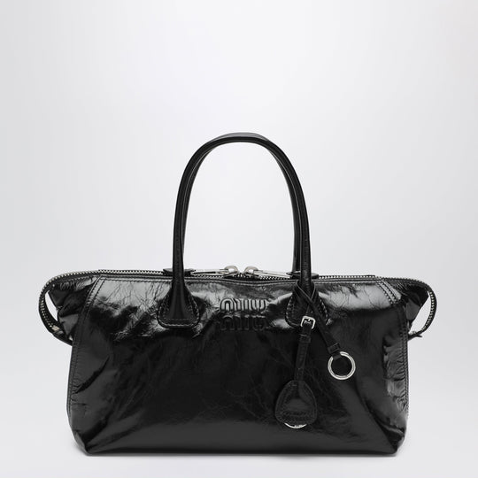 Black Glossy Leather Handbag