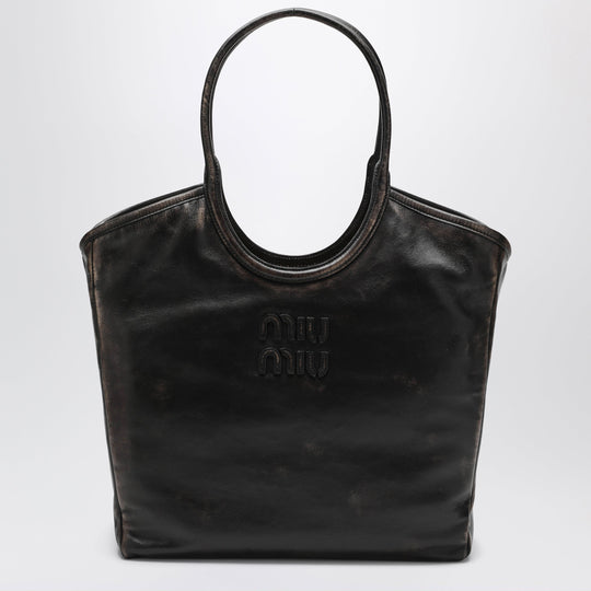 Ivy Shopping Tote In Lambskin Leather, Coffee