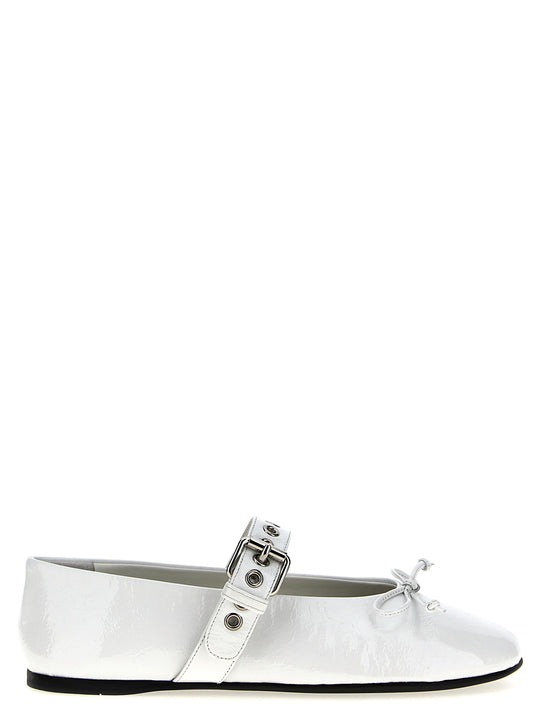Buckle And Bow Ballet Flats Flat Shoes White