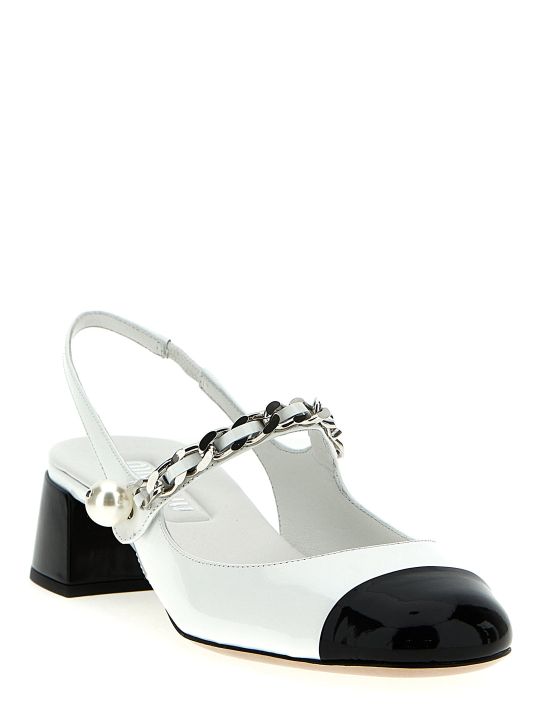 Miu Miu Patent Leather Slingback Pumps - White/Black | 15cb4620d6e3b2dfd2e6d859fcc4c11670f52180