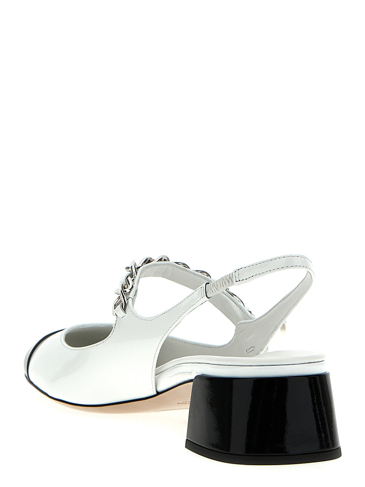 Miu Miu Patent Leather Slingback Pumps - White/Black | ee9ff1f22291831111e4716b703d7704e4da6cd7