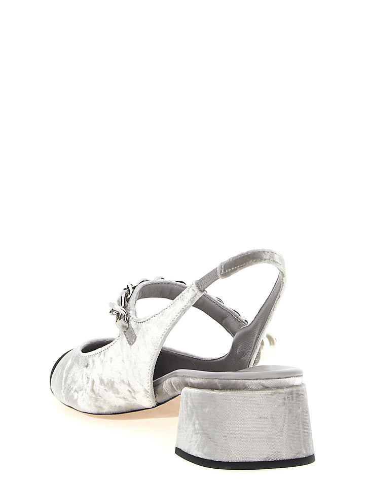 Miu Miu Velvet Slingback Pumps - Silver | b1506b472b50989df65595e66dc17154daa23397