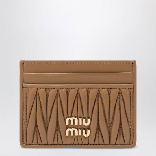 Caramel Card Holder In Matelassé Nappa Leather
