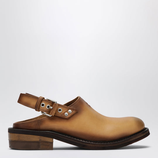 Foule Sabot In Leather, Tan Color