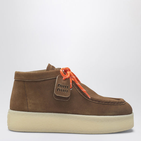 Platform Ankle Boots In Cinnamon Suede