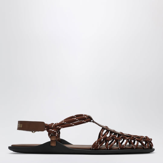 Hazelnut/Tobacco Leather And Ribbon Sandals