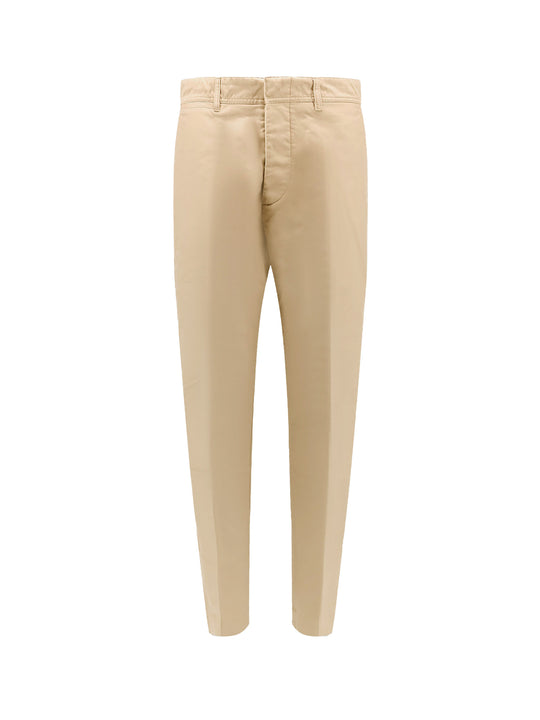 Cotton Trosuer With Leather Logo Patch