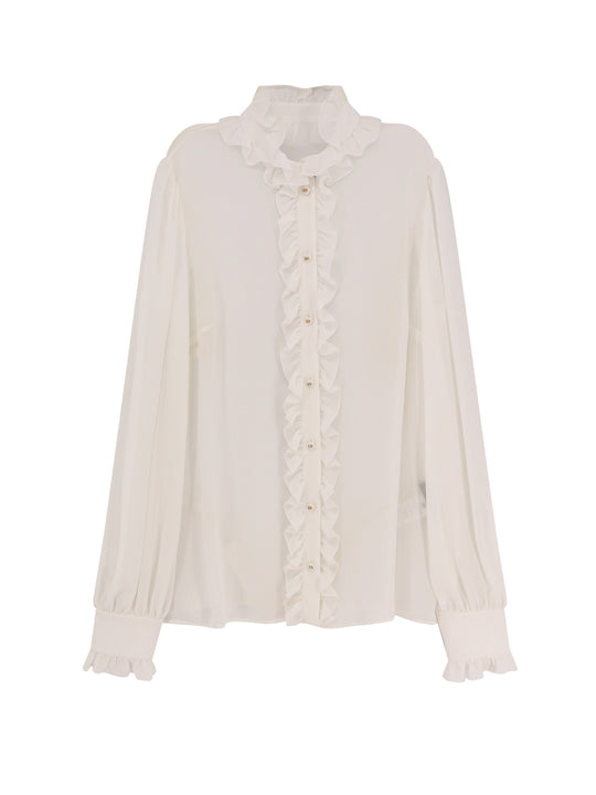 Silk Shirt With Rouches Detail