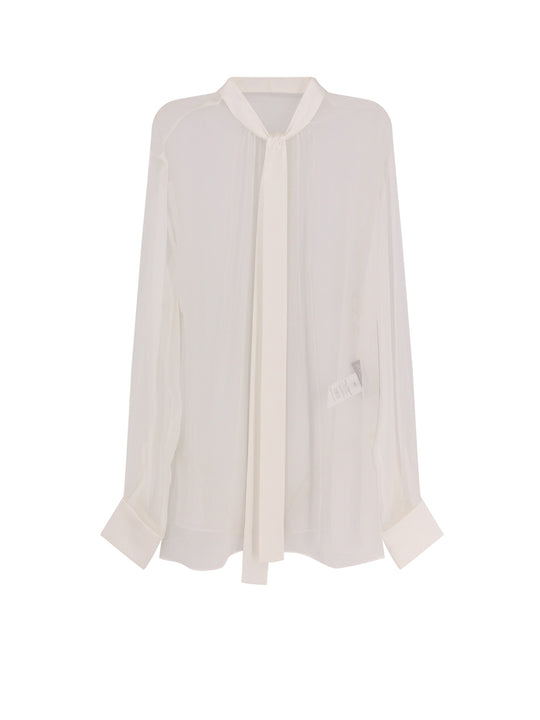 Silk Shirt With Frontal Bow