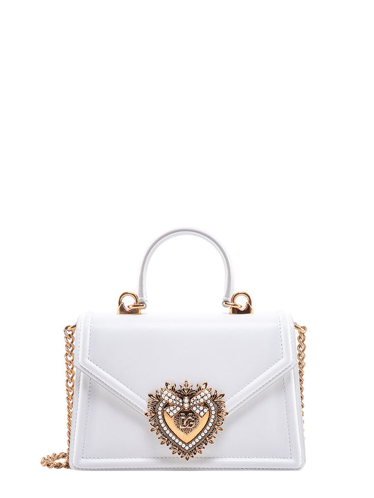 Leather Shoulder Bag With Frontal Cuore Sacro Detail
