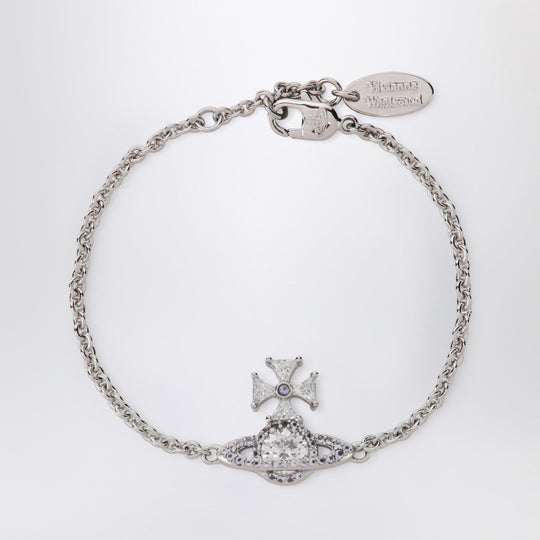 Platinum Orb Logo Bracelet With Crystals