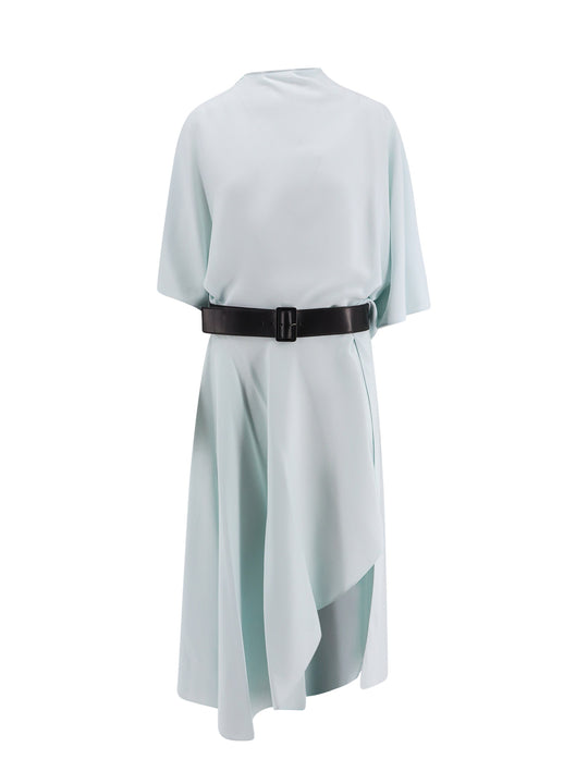 Light Cady Stretch Dress With Leather Belt
