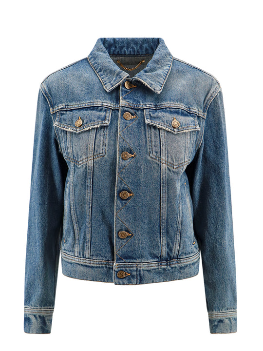 Denim Jacket With Embroidered Monogram