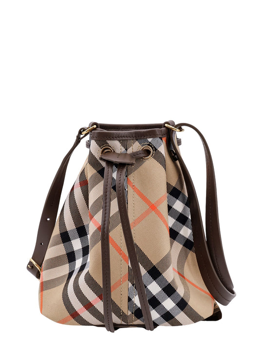 Canvas Bucket Bag With Burberry Check Motif