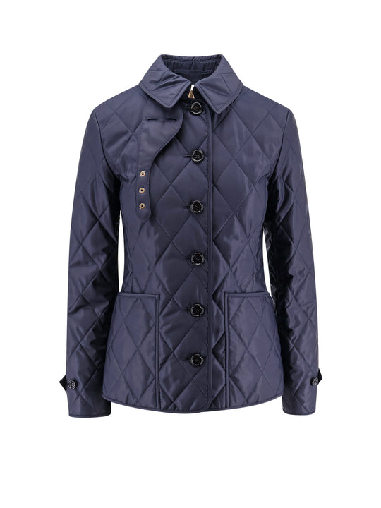 Quilted Nylon Jacket With Check Lining