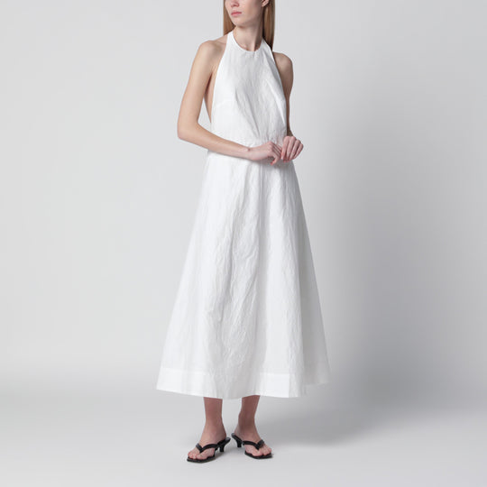 White Midi Dress In Cotton Blend