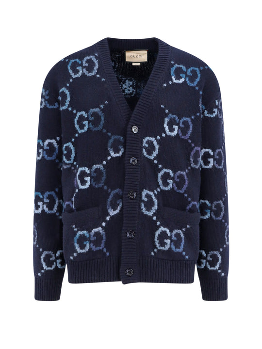 Wool Cardigan With Gg Intarsia