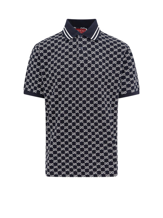 Cotton Polo Shirt With Gg Jacquard Motif