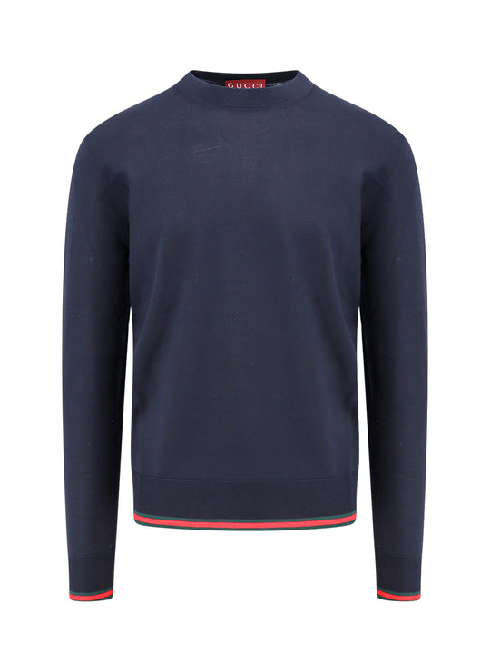 Fine Wool Sweater With Web Motif