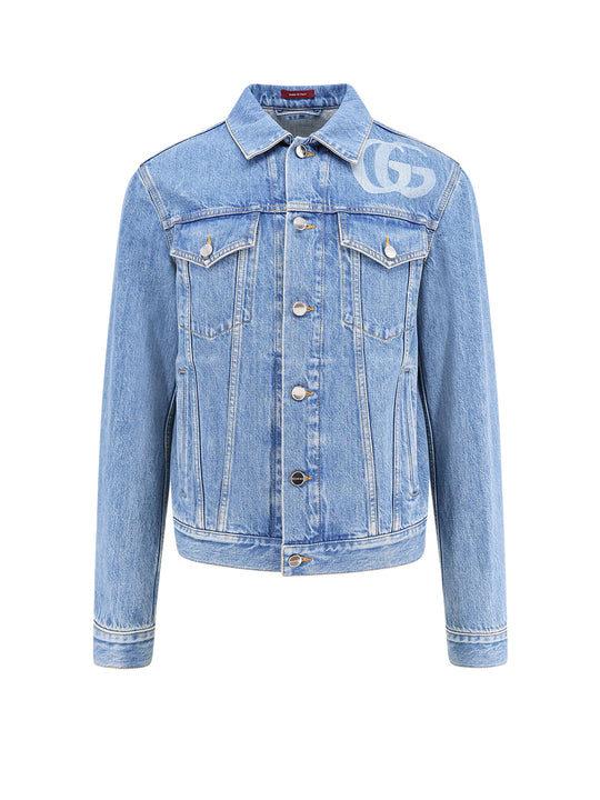Denim Jacket With Lasered Double G