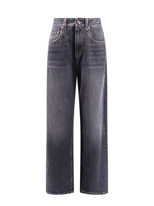 Grey Denim Trouser With Iconic Jewel Application