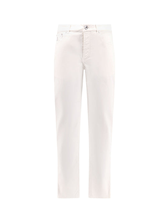 Stretch Cotton Trouser With Contrasting Embroidery