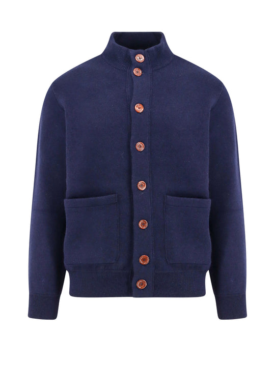 Virgin Wool And Cashmere Cardigan With Maxi Pockets