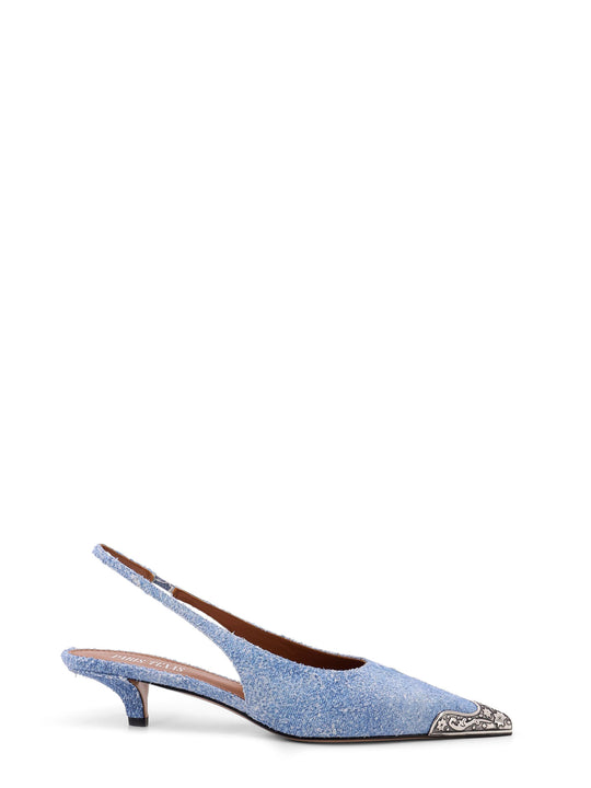 Denim Slingback With Metal Toe