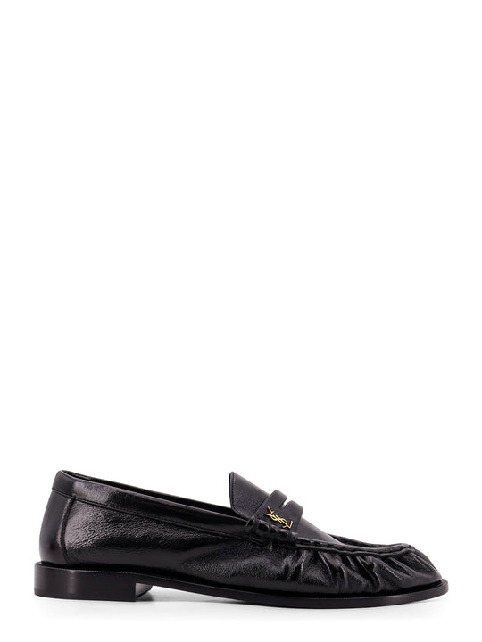 Leather Loafer With Metal Monogram On The Front