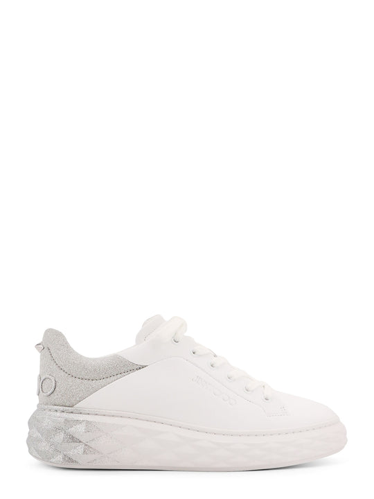 Diamon Maxi Leather Sneakers With Glitter Detail