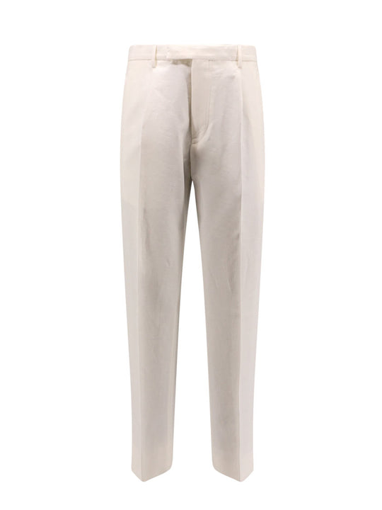 Cotton And Linen Trouser With Frontal Pinces