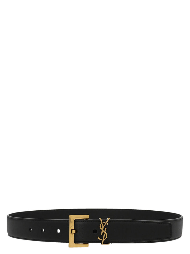 Saint Laurent Cassandre Belts - Black | adf37e4f25d0023272cf8b4609011004a9ae3108