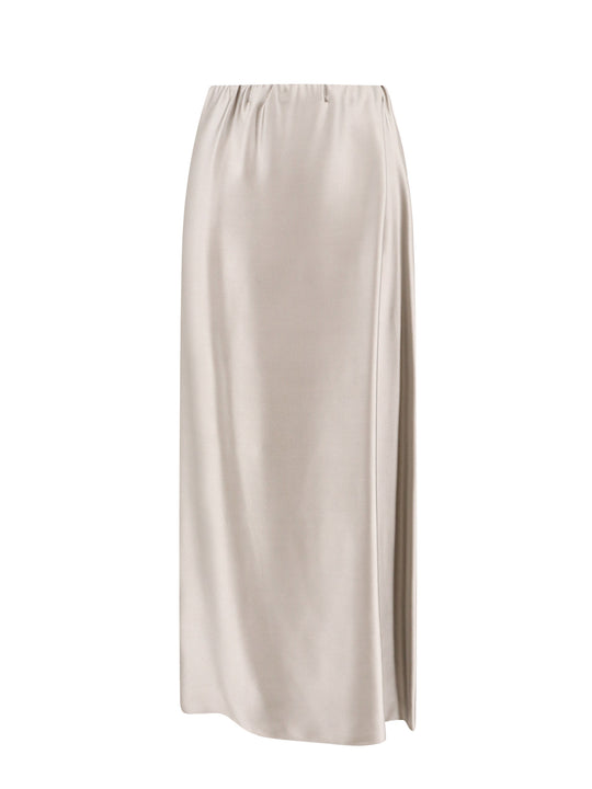 Silk Long Skirt With Deep Slit